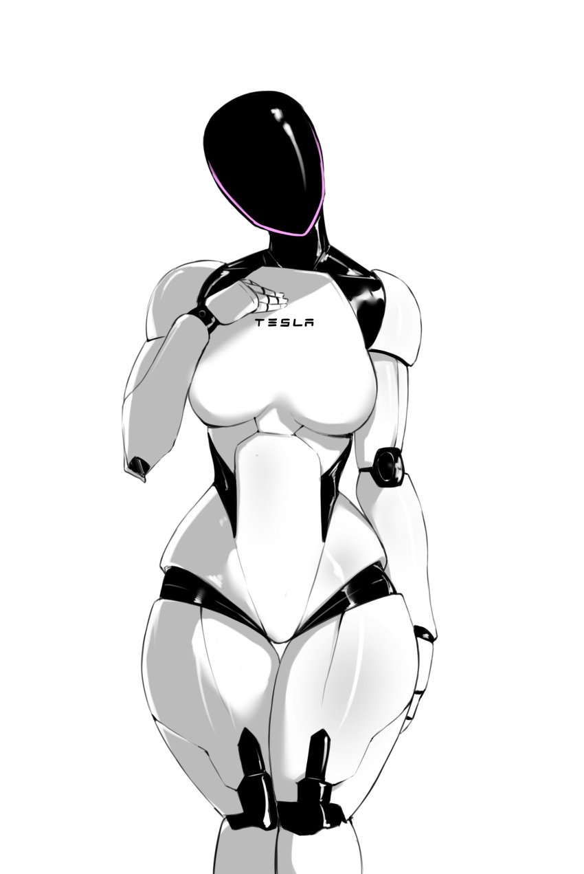 1girls body_writing clank_clank_clank faceless faceless_character featureless_breasts featureless_crotch head_tilt hourglass_figure humanoid joints knees_together_feet_apart masoq095 medium_breasts naked no_navel pantylines robot robot_girl robot_humanoid robot_joints screen_face solo solo_female tagme technically_nude tesla tesla_bot white_background