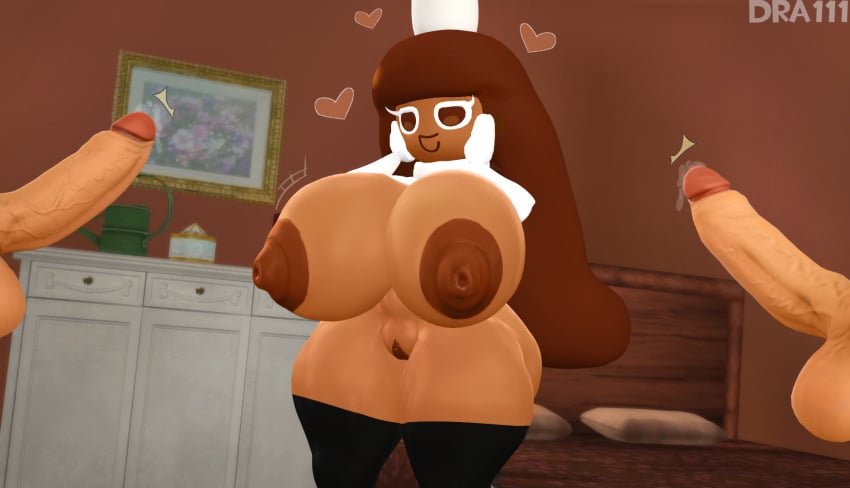 1girls 3d big_areola big_breasts big_penis breasts brown_skin cocoa_cookie cookie_run cookie_run_kingdom dark_skin dra111_(artist) dragon316 female huge_breasts humanoid male penis precum_drip puffy_nipples pussy sfm_(cookie_run) thick_thighs wide_hips