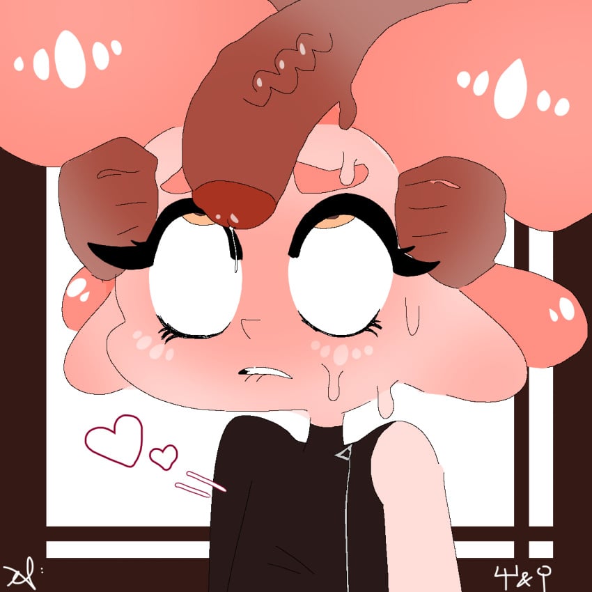 2boys 5_fingers afraid afro animal_humanoid biting_lip blush cephalopod cephalopod_humanoid dark-skinned_male eyelashes eyeliner femboy forksandspoons_(artist) gay glowing hair_grab heart looking_at_penis looking_up medibangpaint nintendo octoling_boy pale-skinned_male penis scared simple_background splatoon splatoon_2 splatoon_2:_octo_expansion sweat twink yaoi