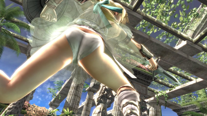 ass bandai_namco panties sophitia_alexandra soul_calibur_iv upskirt white_panties