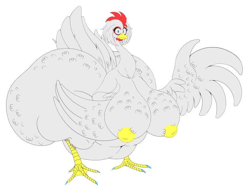 absurd_res alpha_channel anthro ass avian belly big_breasts big_butt bird blue_eyes breasts chicken clothing female galliform gallus_(genus) hi_res huge_breasts huge_butt hyper hyper_butt long_neck looking_at_viewer miranda_harriet nipples overweight overweight_female phasianid ring semi-anthro simple_background transparent_background winged_arms wings yellow_nipples zuremow