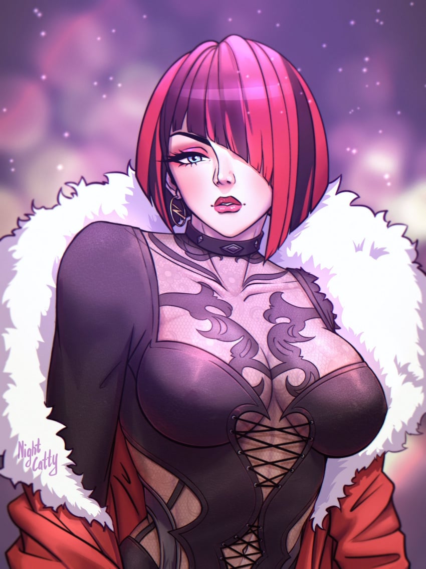 1girls anna_williams big_breasts cleavage elegant elegant_female female female_only fit fit_female fur_trim goth goth_girl nightcatty punk punk_girl tekken tekken_8 tomboyish