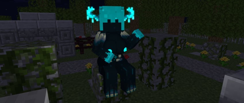 1girls 3d breasts cyan_hair cyan_horns cyan_nipples female glowing_nipples horns horny_female mayaishtarnsfw mine-imator minecraft monster_girl nude_female outside solo solo_female tagme warden_(minecraft) wet_pussy