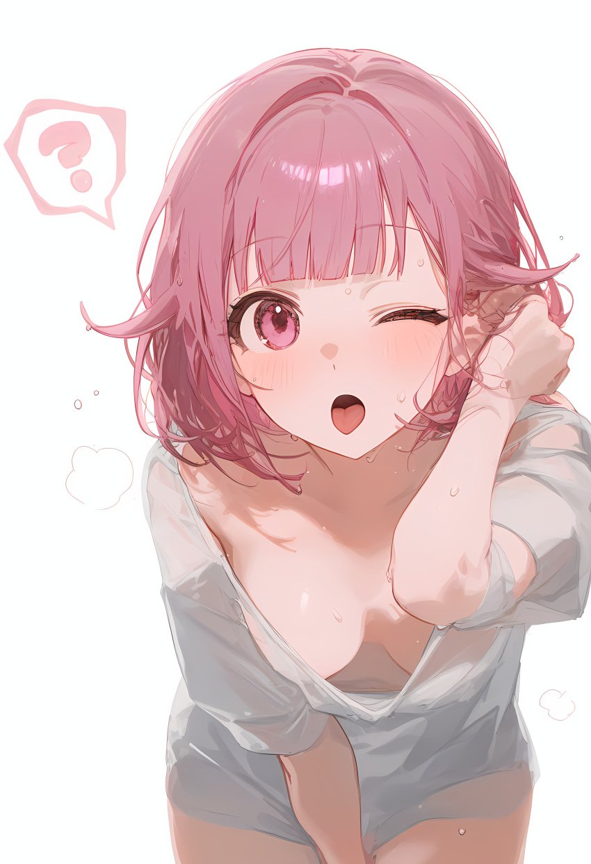 1girls ai_generated belly belly_button big_breasts blush blush bottomless breasts breasts breasts breasts_out cleavage female female_focus female_only high_resolution highres looking_at_viewer naked navel nipples ootori_emu open_mouth partially_clothed partially_clothed_female partially_nude partially_undressed pink_eyes pink_hair pov project_sekai shirt shirt_only solo solo_female solo_focus tits_out tongue tongue_out topwear topwear_only tummy white_background wink winking winking_at_viewer