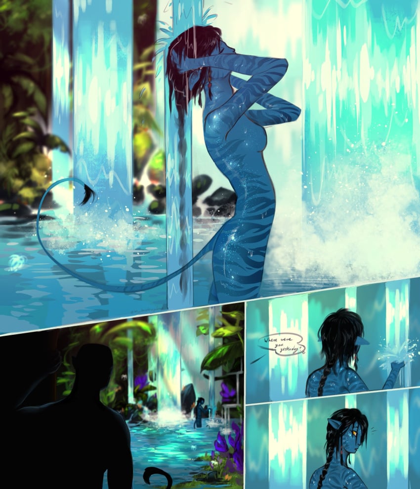 alien_girl avatar breasts comic kiri_(avatar) miles_quaritch na'vi nature nude recombinant water