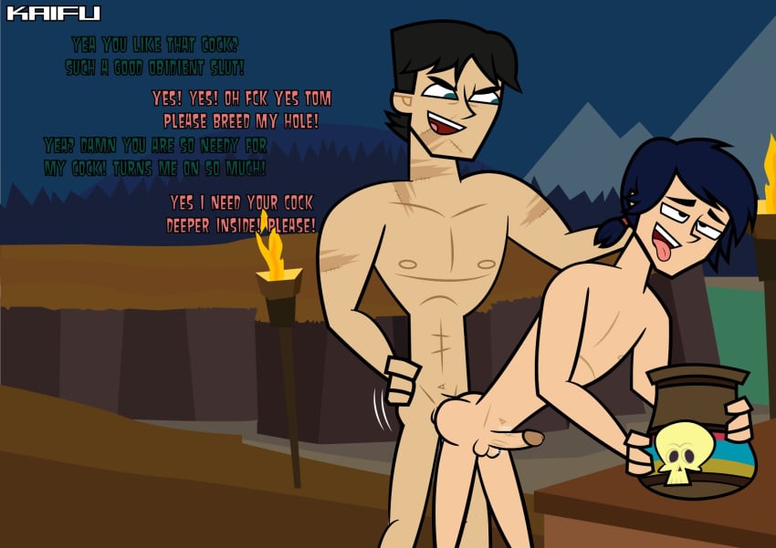 abs black_hair blue_hair dialogue disventure_camp gay gay_domination gay_sex jake_(disventure_camp) kaifu male_only muscles muscular outside outside_sex scar submissive submissive_male tom_(disventure_camp) tongue_out toony yaoi