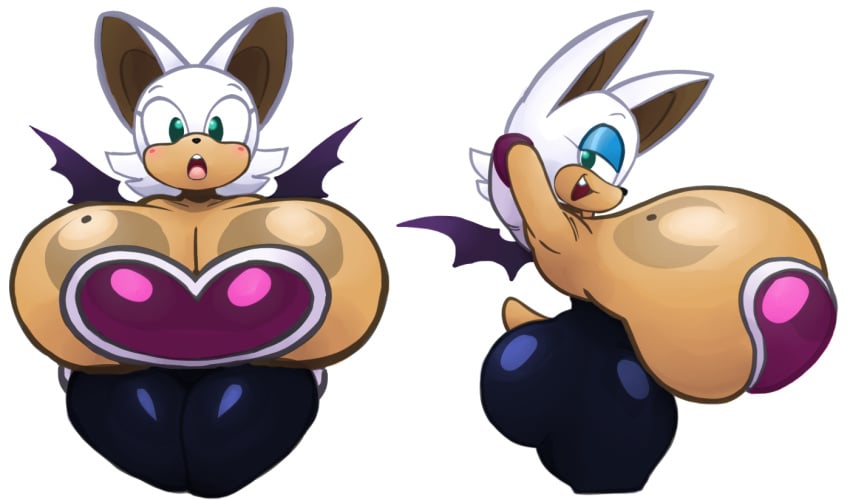 1girls angstrom anthro arms_behind_back ass bat bat_humanoid bat_wings blue_eyeshadow boob_window breast_spill breasts breasts_bigger_than_head cleavage clothed female female_focus female_only green_eyes hips huge_ass huge_breasts hyper hyper_breasts large_ass large_breasts looking_at_viewer nightmarebros no_bra open_mouth revealing_clothes rouge_the_bat sega side_view sideboob sonic_(series) sonic_the_hedgehog_(series) spandex teasing thick_thighs thighs underboob white_hair wide_hips wings