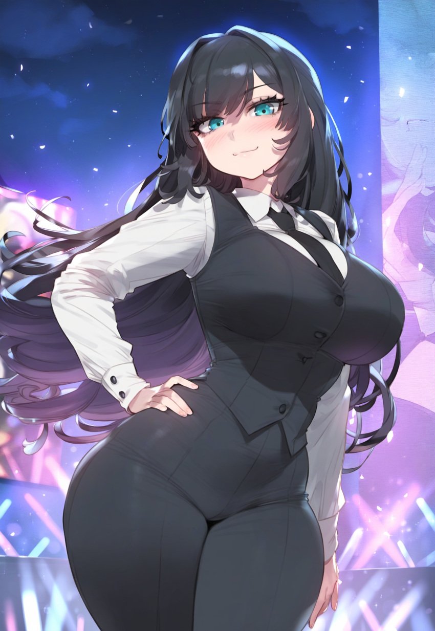 ado ado_(music-artist) ai_generated ass concert festival huge huge_breasts huge_hips mature_female meiogun skindentation smile