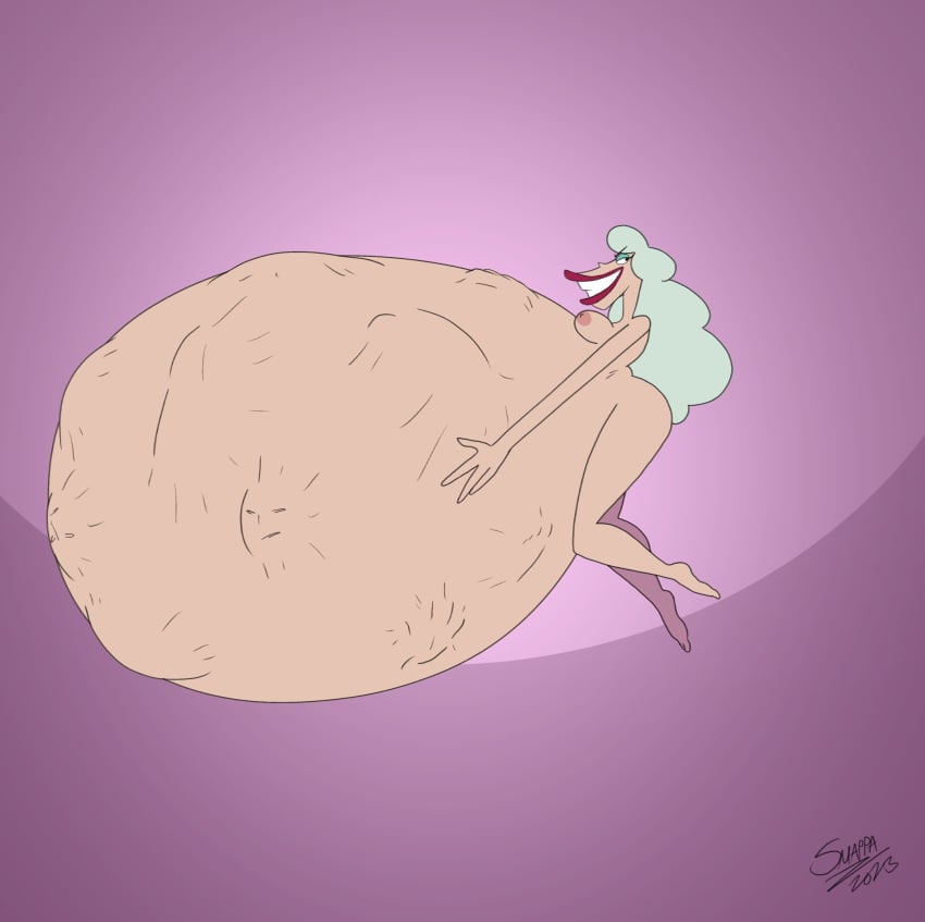 1girls 2_stupid_dogs belly belly_bulge big_belly female female_pred grey_hair huge_belly hyper_belly mass_vore mature_female nipples same_size_vore smappa vore witch witch_(2_stupid_dogs)