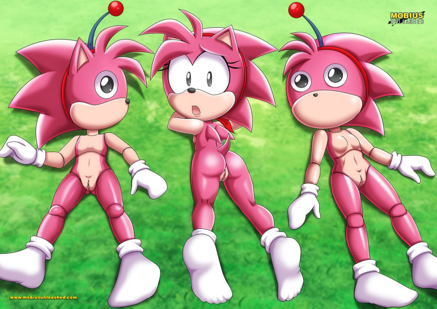 3girls amy_doll amy_rose ass bbmbbf classic_amy_rose cub female female_only hairband looking_at_viewer mobius_unleashed multiple_girls nude open_mouth palcomix pussy sega socks sonic_(series) sonic_the_hedgehog_(series) tongue