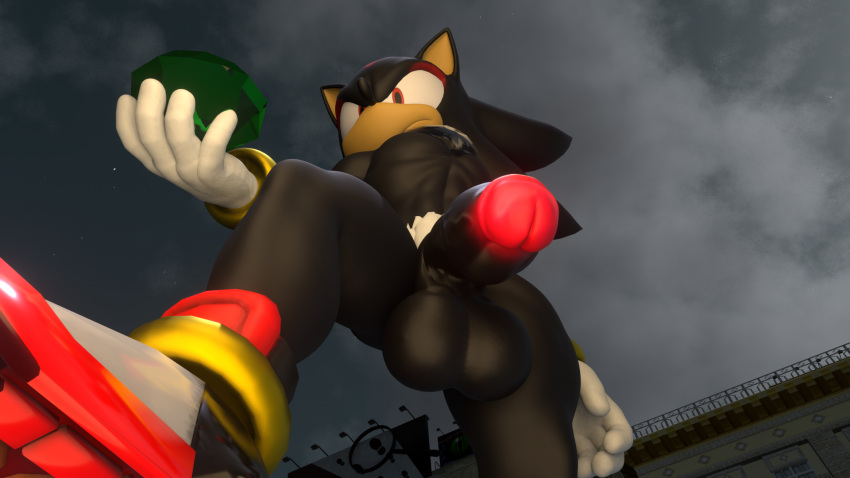 16:9 3d 4k anthro balls black_body black_fur blender_(software) casual clothing digital_media_(artwork) english_text eulipotyphlan exposed_torso footwear fur furry furry_only genitals gloves handwear hedgehog hi_res looking_at_viewer low-angle_view male male_only mammal penis sega shadow_the_hedgehog shoes solo sonic_(series) twintails3d video_games widescreen