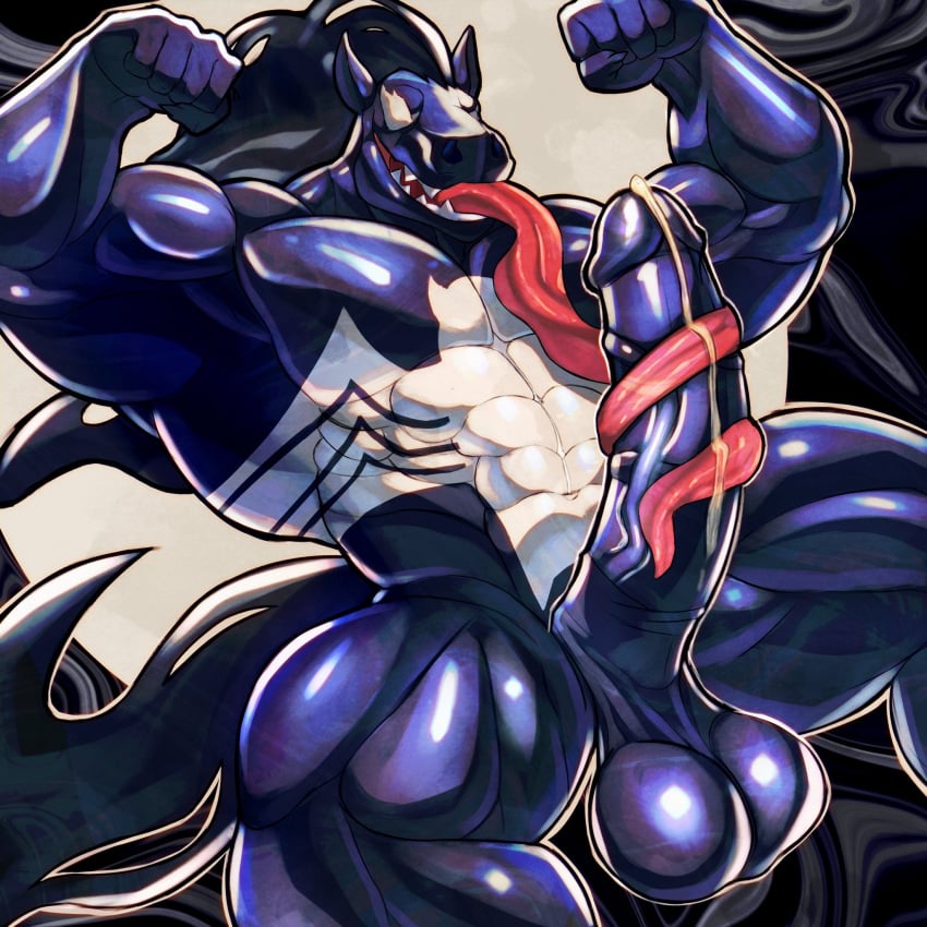 abs abstract_background alien anthro balls barazoku big_balls big_muscles big_pecs big_penis blue_body bodily_fluids circumcised dripping equid equine erection erosterone genital_fluids genitals glans hi_res horse_venom_(marvel) huge_balls huge_cock huge_muscles huge_pecs huge_thighs huge_tongue humanoid_genitalia humanoid_penis leaking_precum long_tongue looking_at_viewer male male_only mammal manly marvel monster muscular muscular_anthro muscular_arms muscular_legs muscular_male muscular_thighs no_pupils nude obliques pecs penis precum precum_drip precum_on_penis precum_string saggy_balls seductive serratus solo solo_focus symbiote thick_arms thick_penis thick_thighs tongue tongue_wrap tongue_wrapped_around_penis vein veiny_penis venom_(marvel)