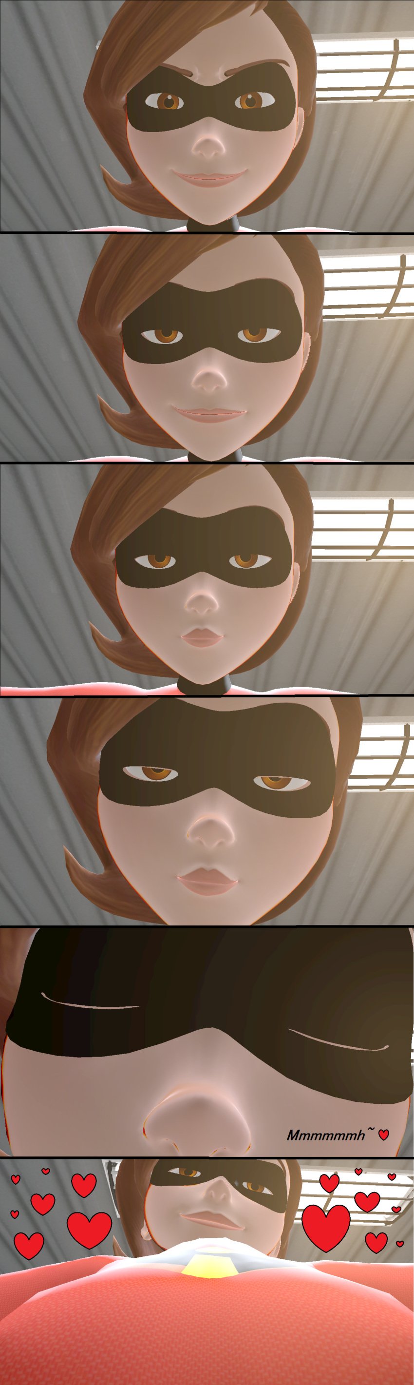 1girls 3d breasts elastigirl heart helen_parr kissing kissing_viewer pov pov_kiss skulltronprime969 the_incredibles