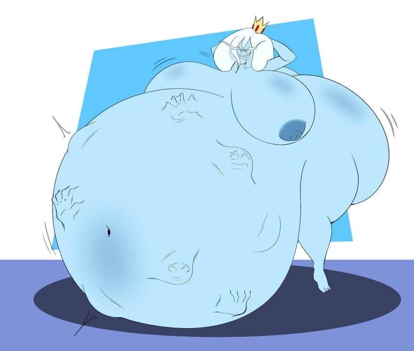 1girls adventure_time ass belly belly_bulge big_ass big_belly big_breasts blue_skin breasts female female_pred huge_ass huge_belly huge_breasts ice_queen_(adventure_time) kbeezy52 nipples same_size_vore vore white_hair