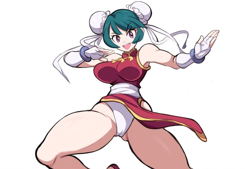 ai_generated beyblade beyblade_metal_fusion cameltoe chinese chinese_clothes chinese_dress green_hair hair_bun large_breasts mei_mei_(beyblade) metal_fight_beyblade mullon novelai solo