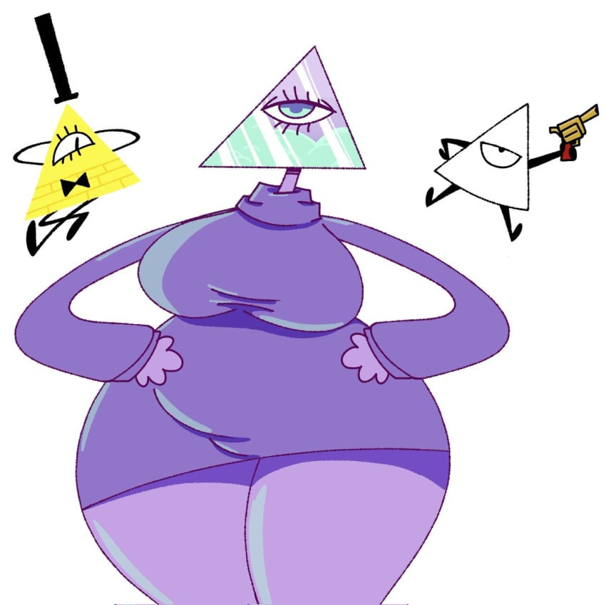 bill_cipher chubby chubby_female commentary_community fat fat_female female gravity_falls hands_on_hips iilluminaughtii nuclear_throne purple_clothing thick_thighs white_background wide_hips youtube youtube_avatar yung_venuz