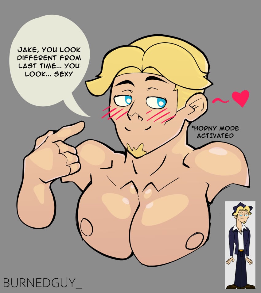 big_chest blonde_hair burnedguy_(artist) dialogue disventure_camp gay horny male_only nick_(disventure_camp) odd_nation_cartoons pecs tagme toony yaoi