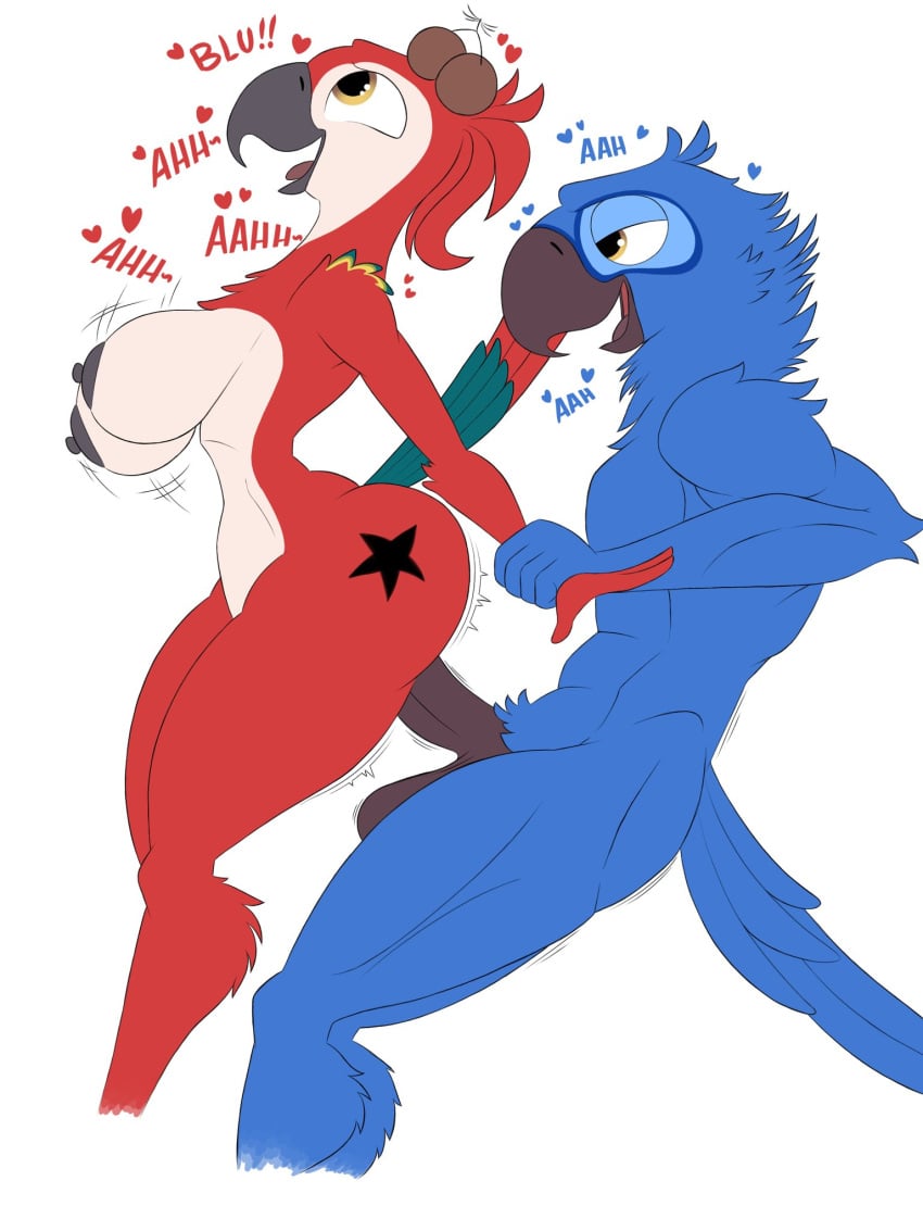 anthro ara_(genus) ass avian balls beak big_balls big_butt big_penis bird black_penis blu_(rio) blu_waifu blue_body blue_sky_studios bodily_fluids breasts coco_the_scarlet_macaw_(blu_waifu) curvy_female duo feathers female female_penetrated genital_fluids genitals glazed_penis happy happy_sex heart_symbol hearts_around_head hi_res interspecies leg_markings looking_at_another macaw male male/female male_penetrating male_penetrating_female markings moan neotropical_parrot oc original_character parrot penetration penile penile_penetration penis penis_in_pussy pussy red_body rio_(series) scarlet_macaw seductive sex spix's_macaw tail tail_feathers thelordjoshua1 thick_thighs thigh_markings thighs_crossed true_parrot vaginal_fluids vaginal_penetration wrist_grab