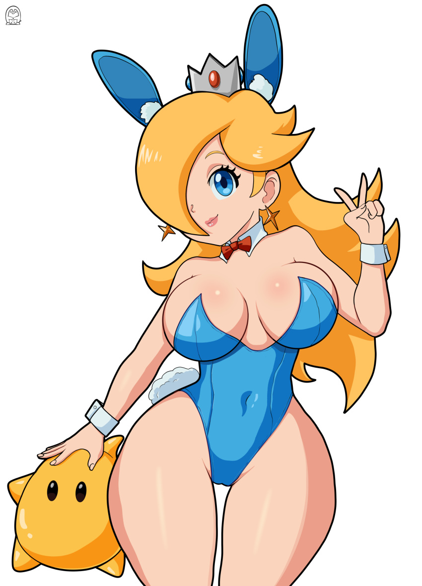 1girls blonde_hair blue_eyes breasts female female_only luma mario_(series) minisslime nintendo princess_rosalina solo super_mario_galaxy tagme