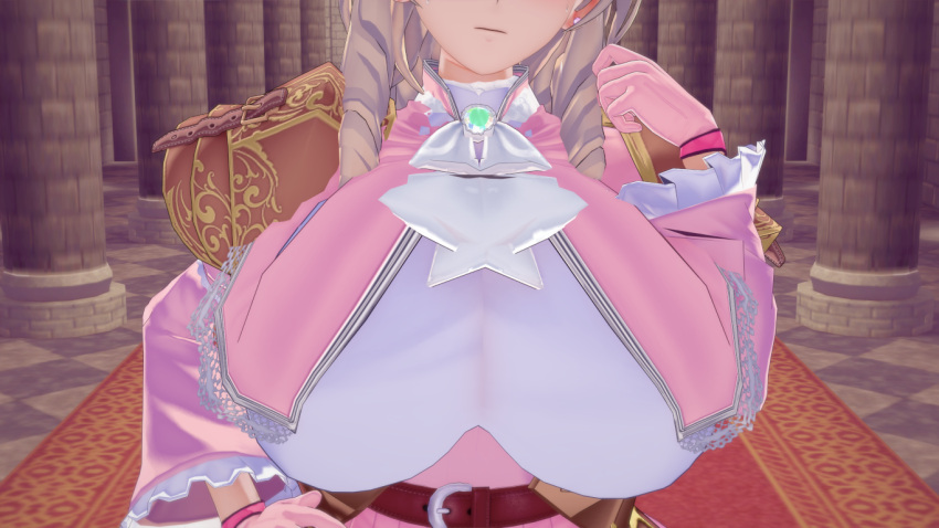 1girls 3d alternate_breast_size arisat belt blonde_hair breast_focus breasts busty dress ear_piercing expressionless female female_only fire_emblem fire_emblem_awakening gloves hand_on_own_hip hourglass_figure huge_breasts indoors jewelry long_hair long_sleeves maribelle_(fire_emblem) nintendo noblewoman piercing solo wide_hips