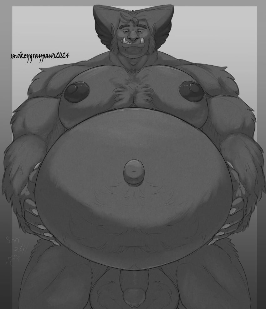 1boy ball_belly balls beast_(x-men) big_belly fat fat_belly humanoid male male_only marvel penis round_belly smokeygraypaws solo solo_male x-men