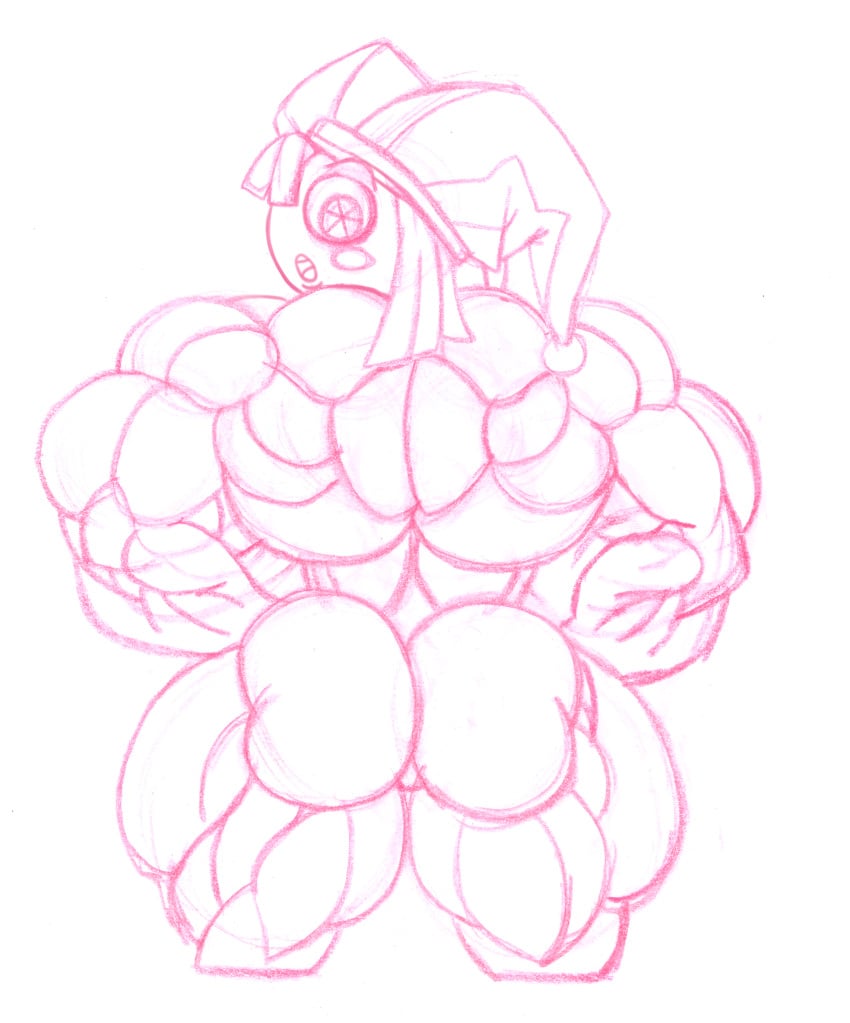 1girls ass big_ass big_breasts big_muscles clown_girl clown_hat flexing_biceps huge_muscles hyper_muscles looking_at_viewer muscular_arms muscular_female muscular_legs muscular_thighs pomni_(the_amazing_digital_circus) siegfried129 sketch the_amazing_digital_circus