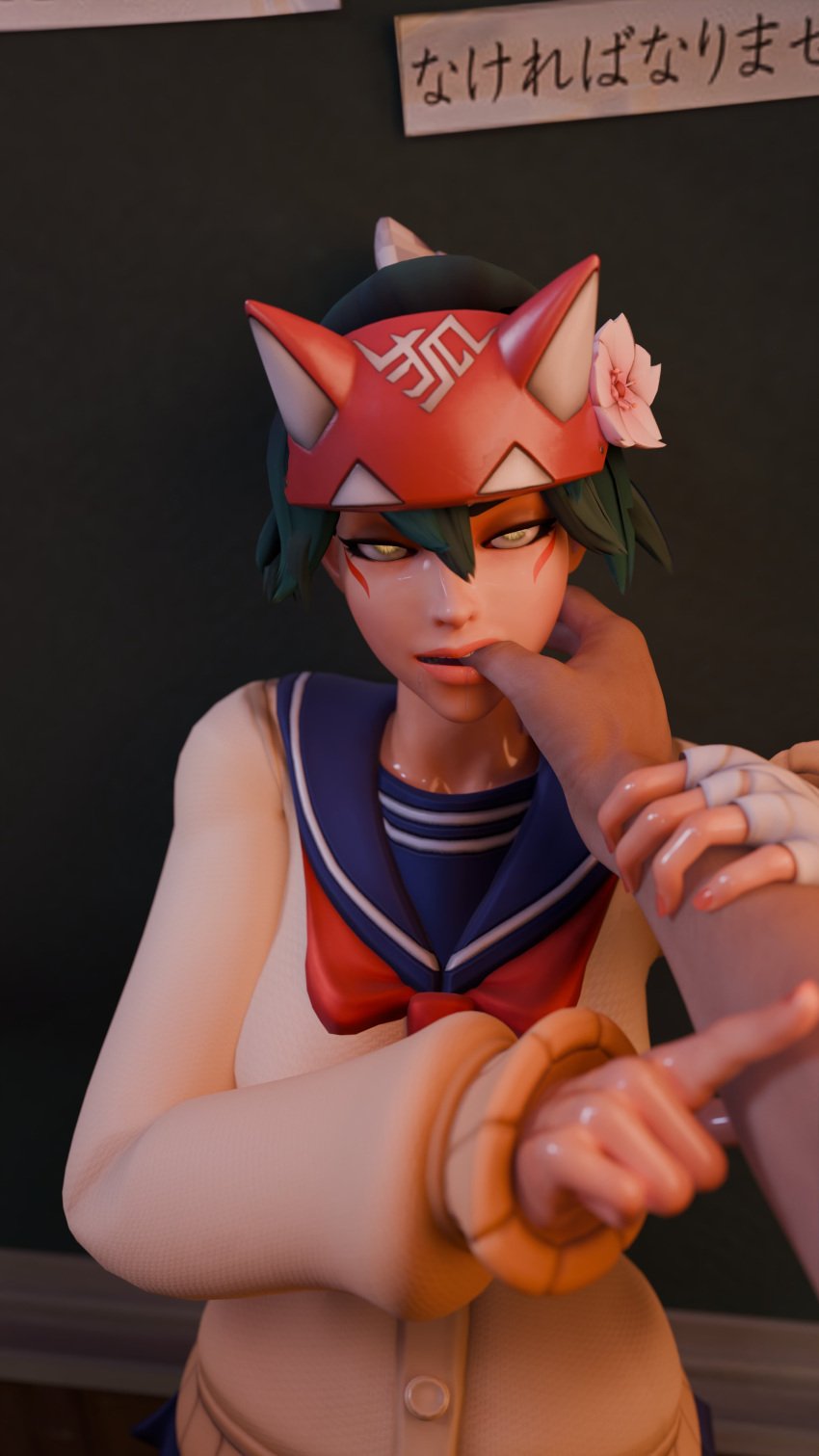 3d blender himiko_toga_(cosplay) himiko_toga_kiriko kerunyaa kiriko_(overwatch) my_hero_academia oral oral_sex overwatch overwatch_2 video_game_character