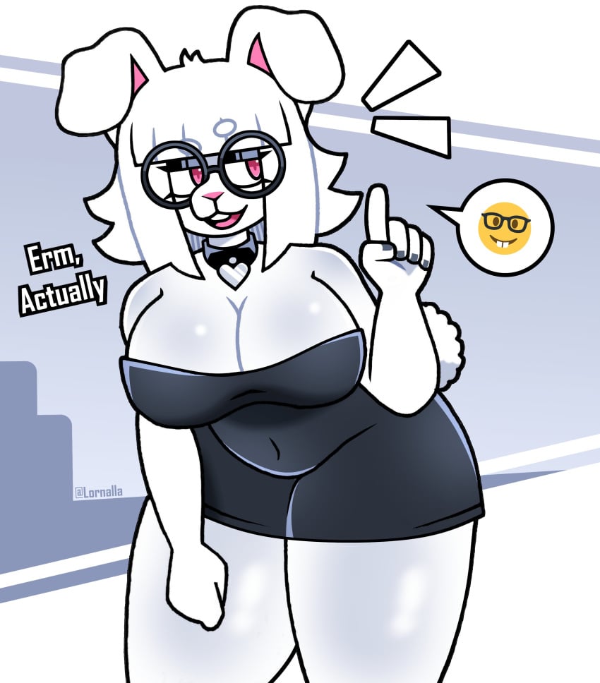 1girls breasts bunny bunny_ear bunny_ears bunny_girl bunny_tail bunnygirl clothed clothing female female_focus female_only fur furry glasses legs lornaiia lornalla meme nerd_emoji shitpost tail