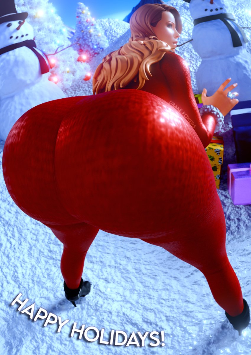 3d celebrity christmas christmas_decorations christmas_outfit christmas_present drakepowers fortnite fortnite:_battle_royale huge_ass huge_butt mariah_carey mariah_carey_(fortnite) outdoors snow snowman tree