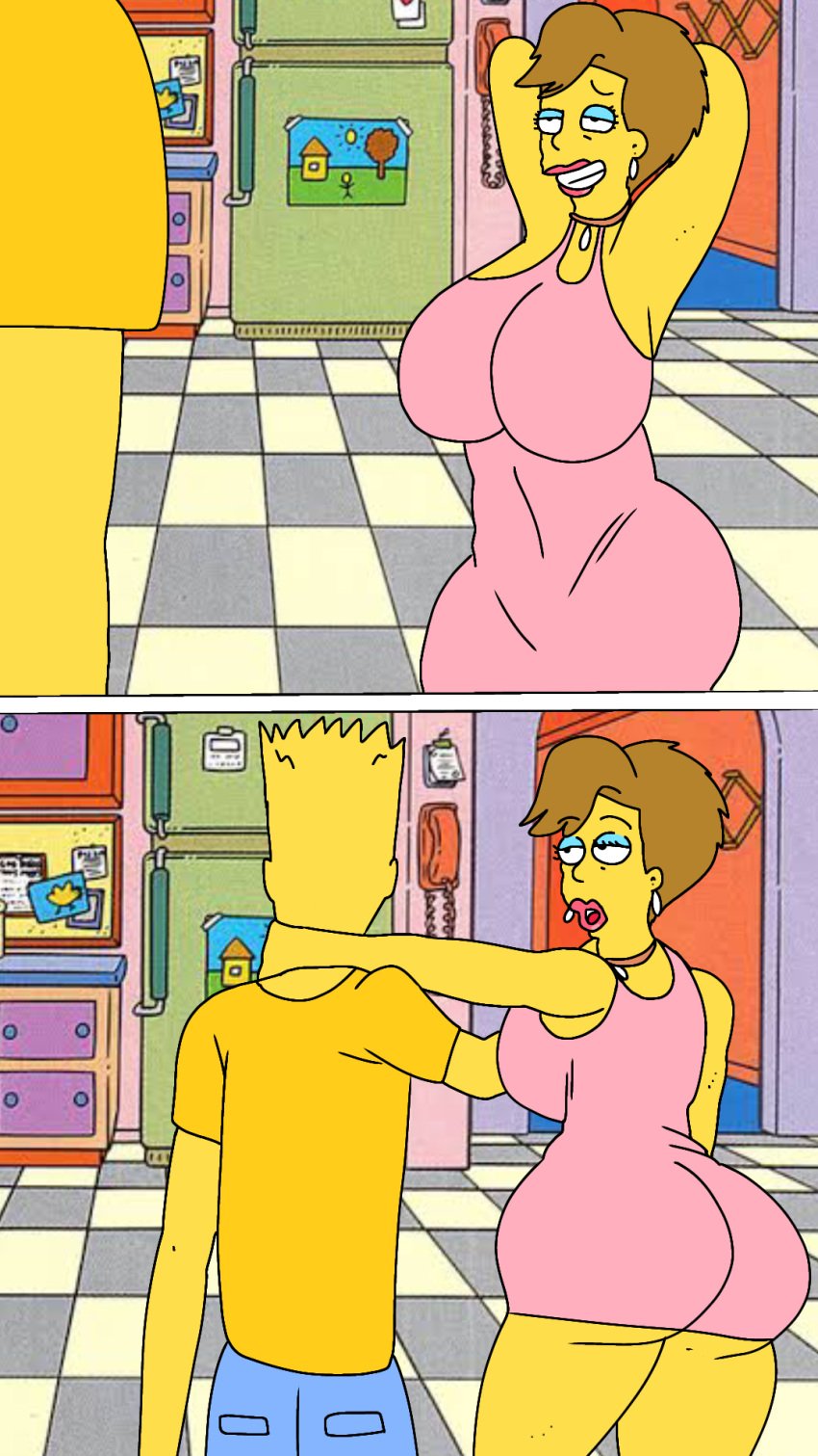 1boy 1boy1girl 1female 1male 20th_century_fox bart_simpson big_ass big_breasts deuscartoon disney female ginger_flanders milf the_simpsons