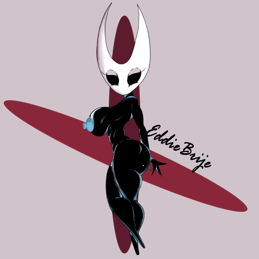 absurd_res anthro arthropod ass big_breasts big_butt black_body blue_nipples breasts eddiebrije female hi_res hollow_knight hornet_(hollow_knight) huge_breasts huge_butt hymenopteran insects looking_at_viewer nipples not_furry nude simple_background solo team_cherry thick_thighs wasp wide_hips