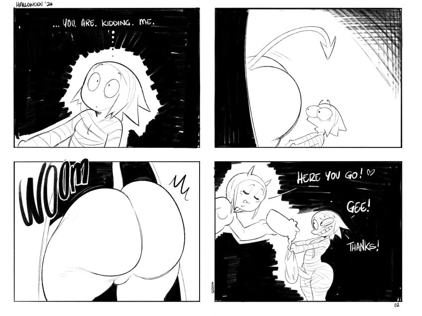 alien big_ass big_butt big_penis candy comic erection femboy halloween huge_butt huge_cock jay_(sqoon) male male/male panpan size_difference sqoon trick_or_treat