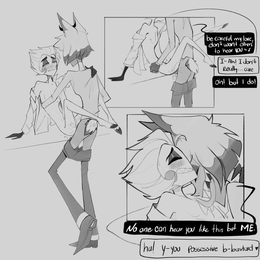 alastor_(hazbin_hotel) anal_penetration anal_sex comic gay hazbin_hotel lucifer_morningstar_(hazbin_hotel) male nsfw posessive radioapple tongue_out yaoi