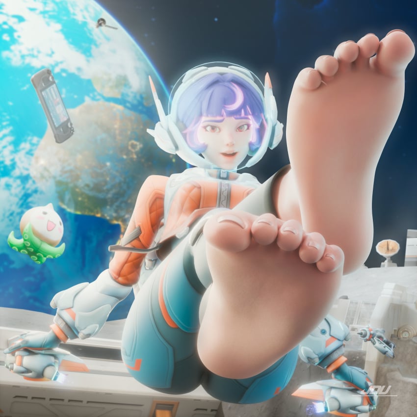 3d alien_girl barefoot blizzard_entertainment clothed_female feet female female_focus female_only foot_fetish foot_focus jdv juno_(overwatch) moon overwatch overwatch_2 presenting_feet soles soles_female soles_fetish space