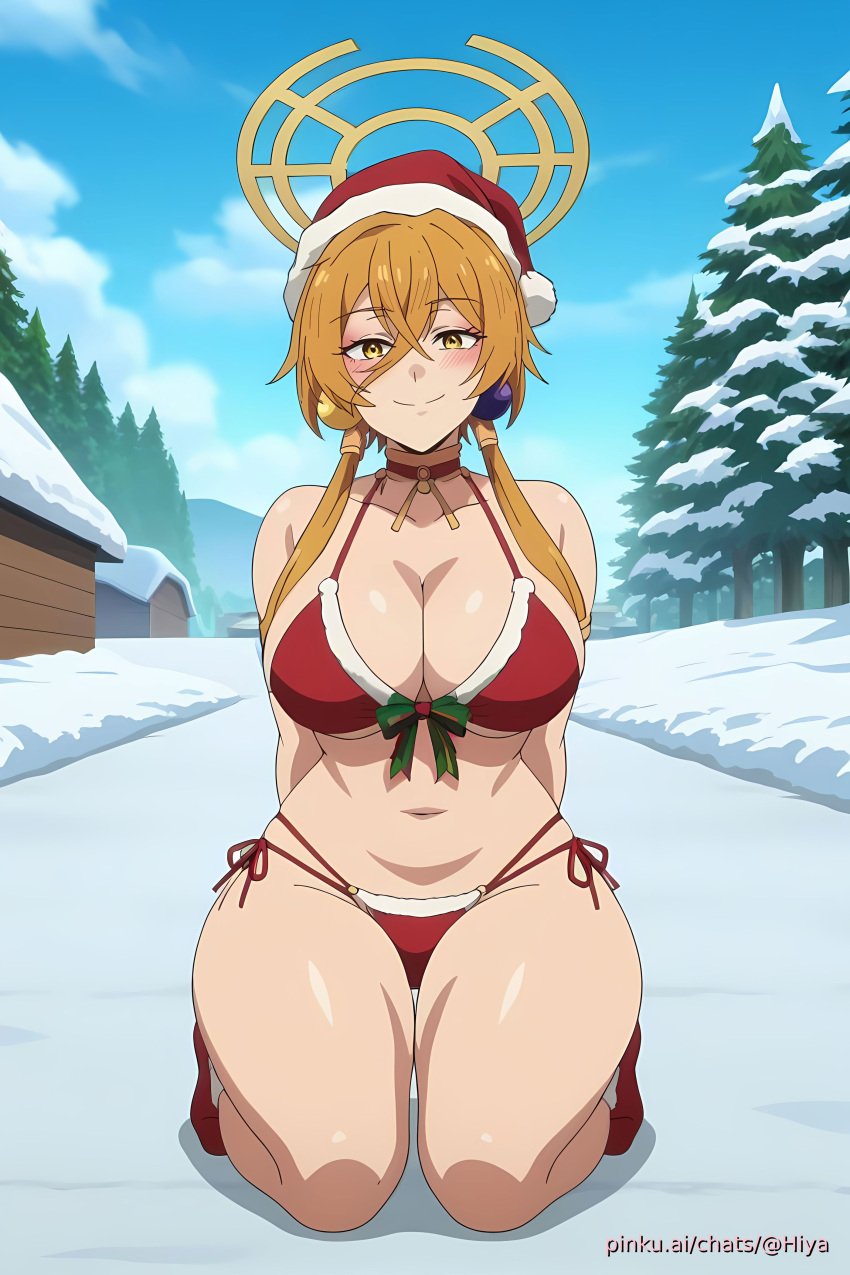 ai_generated bikini candid christmas cleavage djinn female hiya lv2_kara_cheat_datta_motoyuusha_kouho_no_mattari_isekai_life pinku pinku.ai pinkuai wallpaper