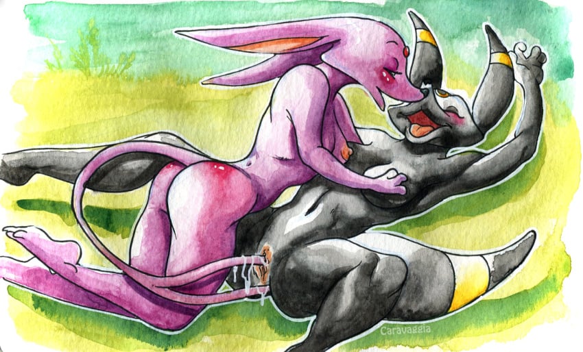 anal anal_sex anthro anthro_on_anthro anus arm_above_head ass blush bodily_fluids breasts caravaggia closed_eyes double_penetration duo eeveelution espeon female female/female forehead_gem gem generation_2_pokemon genital_fluids genitals hand_on_breast happy happy_sex lying navel nintendo nipples on_back open_mouth open_smile penetration pokemon pokemon_(species) pussy sex smile spread_legs spreading tail tail_fetish tail_insertion tail_play tail_sex umbreon unusual_anatomy unusual_tail vaginal_fluids vaginal_penetration