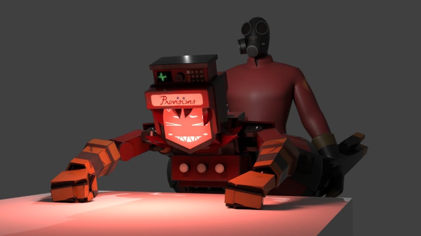 ahe_gao dispenelope_(diamond_nella) dispenser_(team_fortress_2) dispenser_lady human_on_robot pyro_(team_fortress_2) robot_girl robot_humanoid team_fortress_2 tf2