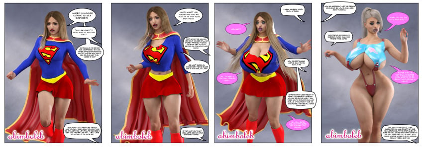 3d abimboleb age_progression ass ass_expansion bimbofication blonde_hair breast_expansion breasts comic corruption dc_comics femsub huge_breasts large_breasts supergirl text transformation