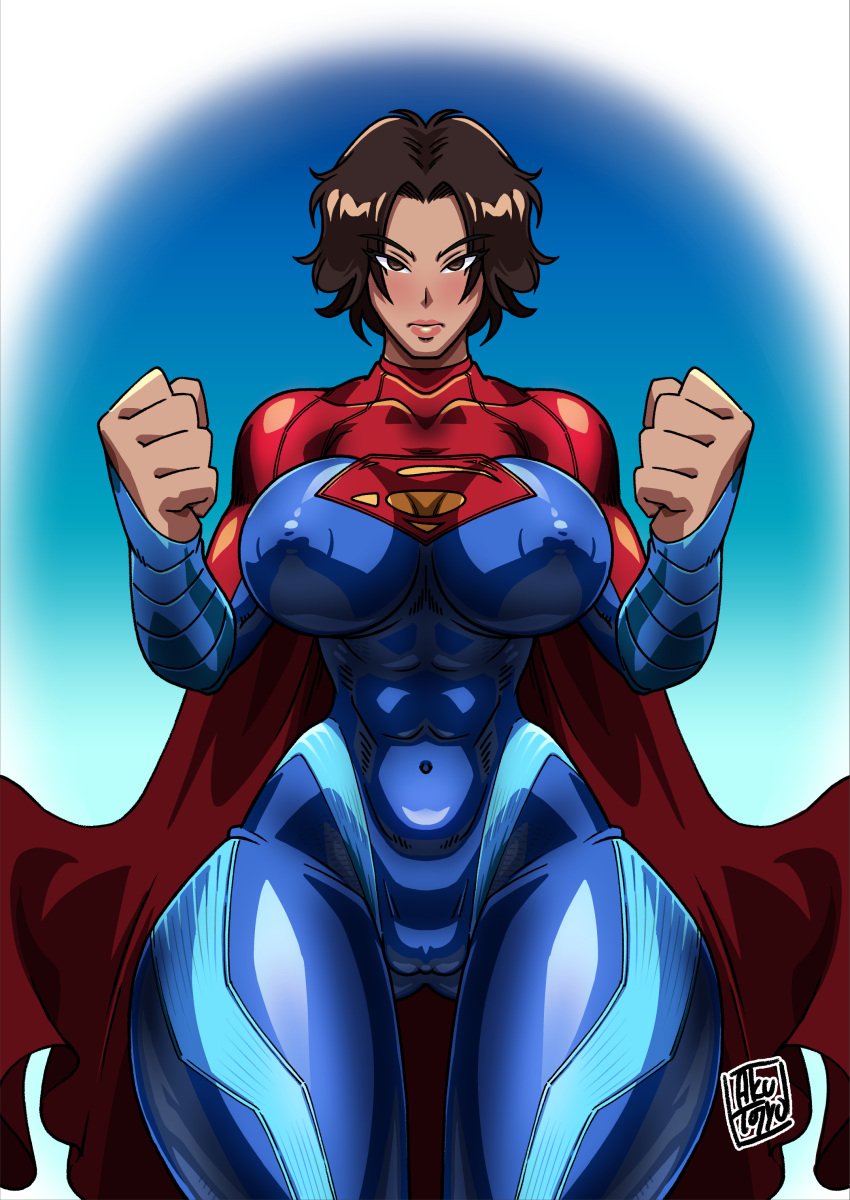 1girls 2d 2d_(artwork) 2d_artwork abs actress alien alien_girl alien_humanoid alternate_version_available artist_name big_areola big_ass big_breasts big_nipples brown_eyes brown_hair cameltoe cape celebrity child_bearing_hips cleavage clenched_fist clenched_fists clenched_hand clenched_hands clothed clothed_female clothing costume dc dc_comics female female_focus female_only front_view fully_clothed hourglass_figure huge_areolae huge_ass huge_breasts huge_nipples kara_zor-el kryptonian large_areolae large_ass large_breasts large_nipples light-skinned_female light_skin looking_at_viewer navel sasha_calle short_hair simple_background skin_tight skindentation skinsuit solo solo_female solo_focus supergirl supergirl_(sasha_calle) superheroine thick_thighs tight_clothes tight_clothing tight_fit tojyo voluptuous voluptuous_female watermark wide_hips