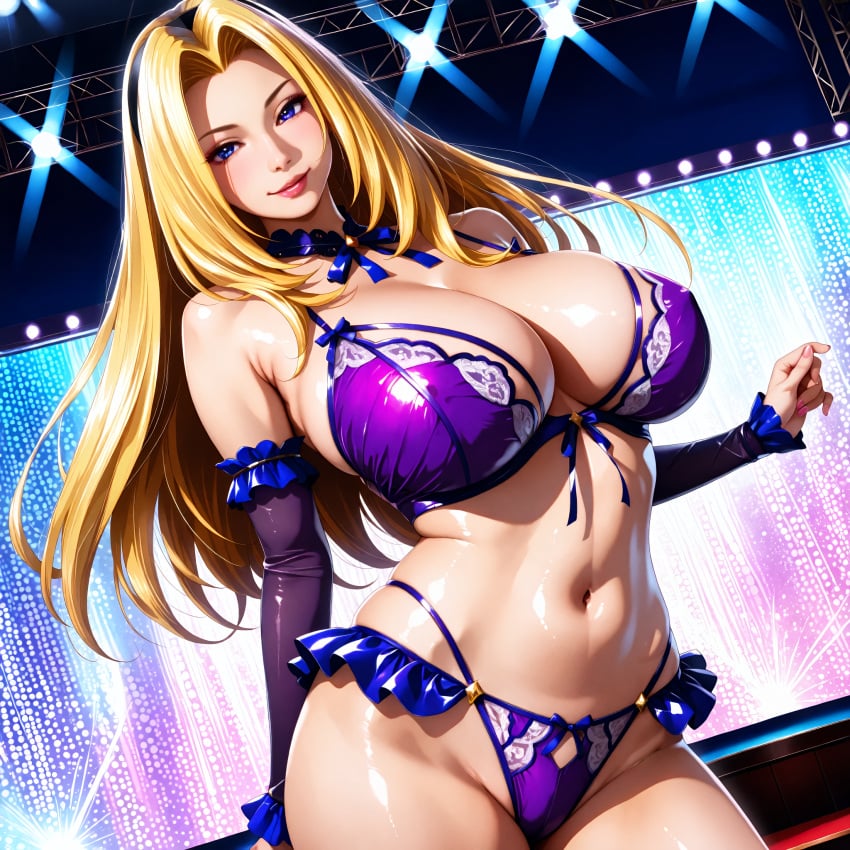 1girls ai_generated arms artist_request bare_shoulders belly blonde_hair blue_background blue_bow blue_collar blue_eyes blue_latex blue_ribbon blue_trim blush bow bow_bra bow_panties bra breasts cameltoe cleavage collar collarbone creatures_(company) erect_nipples erect_nipples_under_bra erect_nipples_under_clothes eyebrows eyelashes female_focus game_freak gen_1_pokemon hair_band hair_ornament highres jynx large_breasts latex latex_lingerie latex_panties latex_sleeves latex_underwear legs legs_together light-skinned_female lingerie long_arms long_eyelashes long_hair long_legs navel nintendo personification pink_background pink_trim pixiv pixiv_commission pixiv_link png png_file pokemon pokemon_(creature) pokemon_(species) purple_bra purple_latex purple_panties purple_sleeves purple_straps ribbon ribbon_bra ribbon_panties sideboob skirt_panties sleeves sole_female solo solo_focus spot_light stage standing straps strut thick_arms thick_eyebrows thick_eyelashes thick_thighs thighs underwear very_long_hair wide_hips