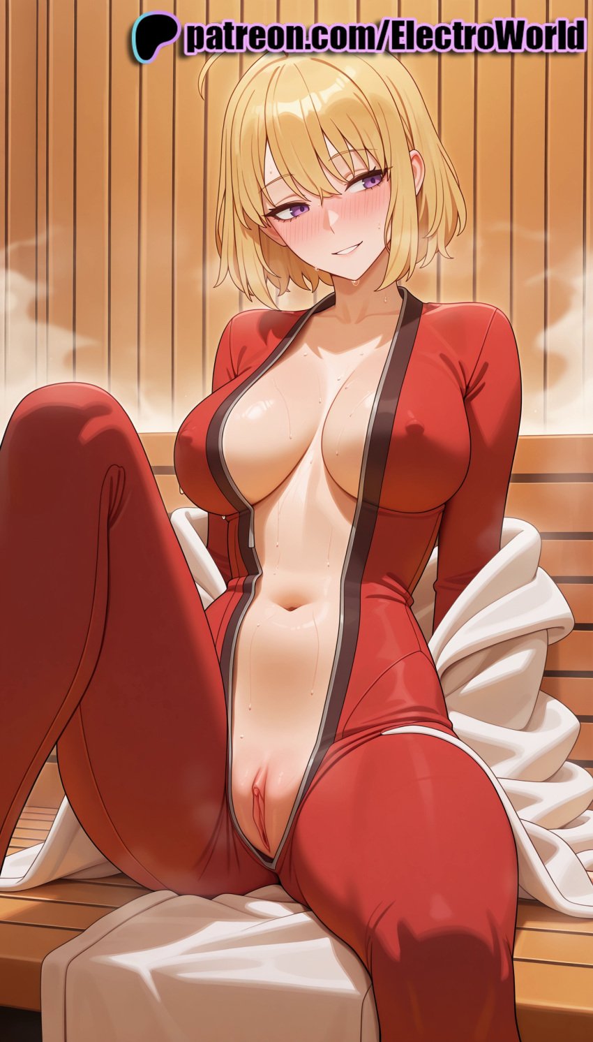 1girls 2025 ai ai_assisted ai_generated anime anime_girl anime_style artist_name bangs bench big_breasts big_breasts big_breasts big_chest blonde_hair blush bodysuit breast breasts breasts breasts bust busty cha_hae_in chest clitoral_hood collarbone crotch dripping_pussy electroworld exposed_pussy eyebrows_visible_through_hair female female_genitalia genitals hi_res high_quality high_resolution highres indoors juicy_pussy large_breasts legs_apart legs_spread looking_at_viewer navel nose_blush open_clothes open_legs patreon patreon_username purple_eyes pussy pussy_lips pussy_peek shaved_pussy short_hair sitting slit smile solo solo_leveling splayed_legs spread_legs stable_diffusion sweat tight_pussy uncensored_pussy uncensored_vagina unzipped vagina vulva watermark wet_pussy wooden_floor wooden_wall