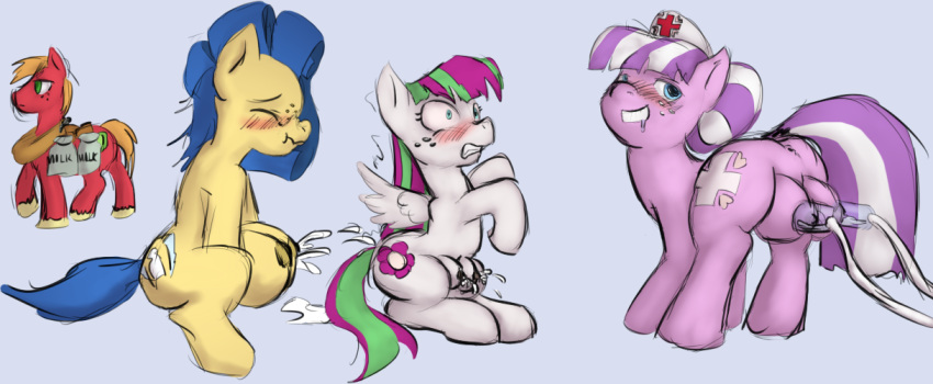 big_macintosh big_macintosh_(mlp) blossomforth blossomforth_(mlp) crotchboobs friendship_is_magic lactation milk my_little_pony nipples nurse_sweetheart nurse_sweetheart_(mlp)