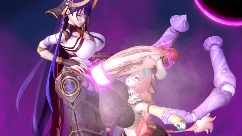 futa_on_female futaflux futanari genshin_impact raiden_shogun_(magatsu_mitake_narukami_no_mikoto) varesa_(genshin_impact)
