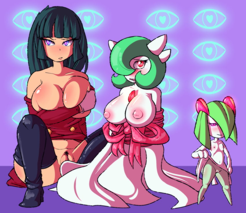 bad_censor blush bondage breast_grab breasts covering female female_only gardevoir human kirlia mother_and_daughter multiple_girls pokémon_(species) pokemon pokemon_(species) pussy quagsire_(artist) sabrina_(pokemon) tagme thighhighs yuri