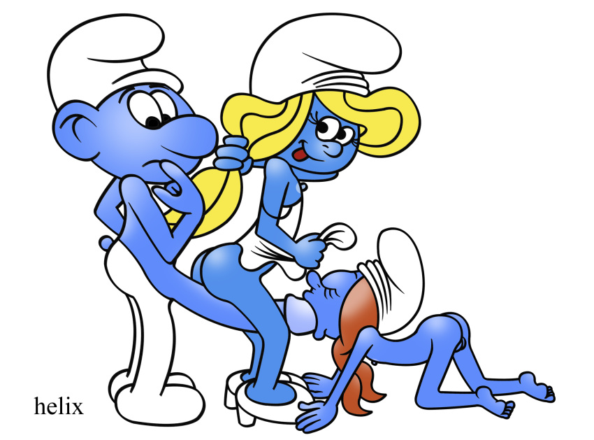 blue_skin fellatio helix oral sassette smurfette tagme the_smurfs