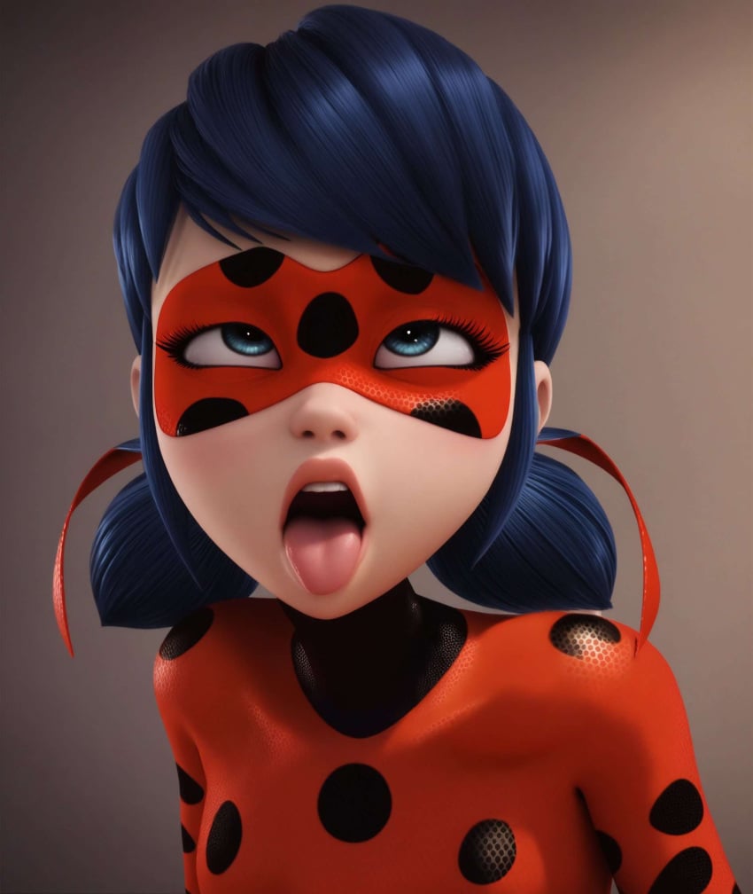 ahe_gao ai_generated blue_hair ladybug_(character) marinette_cheng marinette_dupain-cheng miraculous miraculous_ladybug teenager