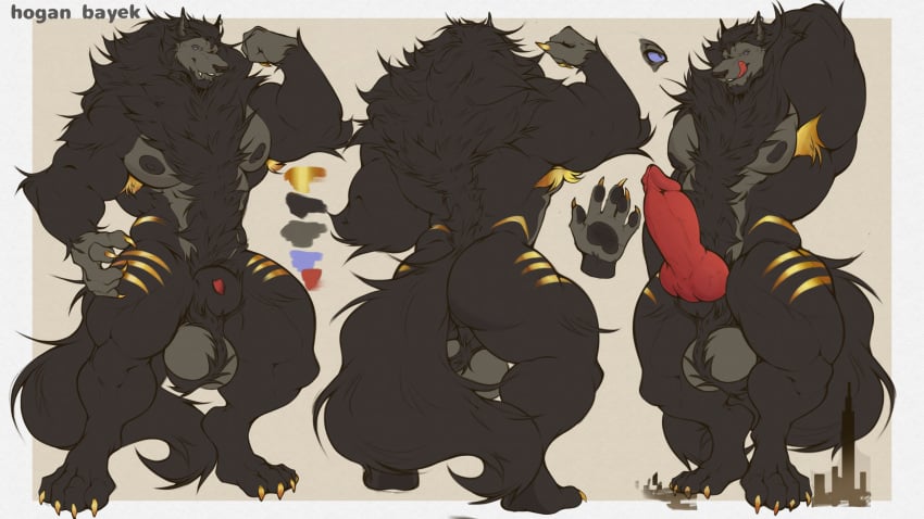 absurd_res anthro balls bayek bulge canid canine canis genitals hi_res hogan_bayek knot loganarts macro male male/male mammal model_sheet muscular mythological_canine mythological_creature mythology paws pecs solo thighs werecanid werecanine werecreature werewolf wolf