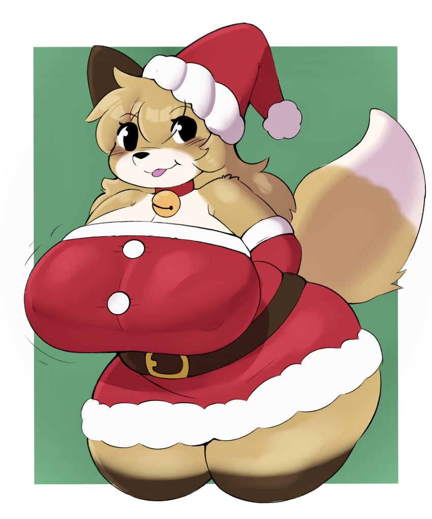 big_breasts breasts christmas cleavage female fujiko_(inazuma_kat) furry huge_breasts inazuma_kat tagme thick_thighs wide_hips