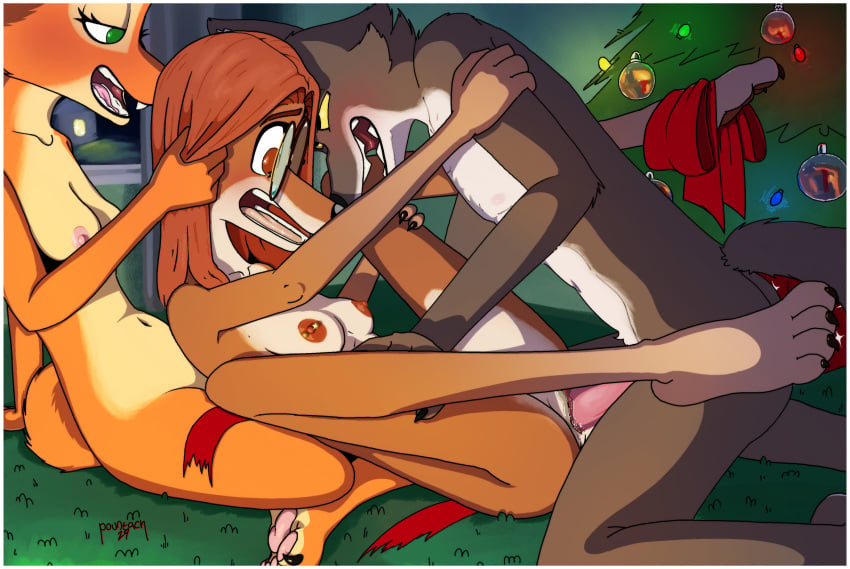 2024 4_fingers 4_toes anthro anthro_on_anthro anthro_penetrated anthro_penetrating anthro_penetrating_anthro barbell_piercing bisexual bisexual_sandwich black_nose blush border breasts brown_body brown_fur brown_hair canid canine canis christmas christmas_tree diane_foxington domestic_dog dreamworks erection eyewear eyewear_only feet female female/female female_penetrated fingers fox fur genitals glasses glasses_only group group_sex hair hi_res hindpaw holidays humanoid_hands hunting_dog illumination_entertainment kneeling male male/female male_penetrating male_penetrating_female mammal mr._wolf_(the_bad_guys) multicolored_body multicolored_fur navel nipple_barbell nipple_piercing nipples nude nude_anthro nude_female nude_male open_mouth open_smile orange_body orange_fur paws penetration penile penile_penetration penis penis_in_pussy piercing pink_nose plant pountach pussy saluki sandwich_position sex sighthound sing_(movie) smile suki_lane the_bad_guys threesome toes tree trio two_tone_body two_tone_fur vaginal_penetration vaginal_penetration wearing_glasses white_body white_border white_fur wolf