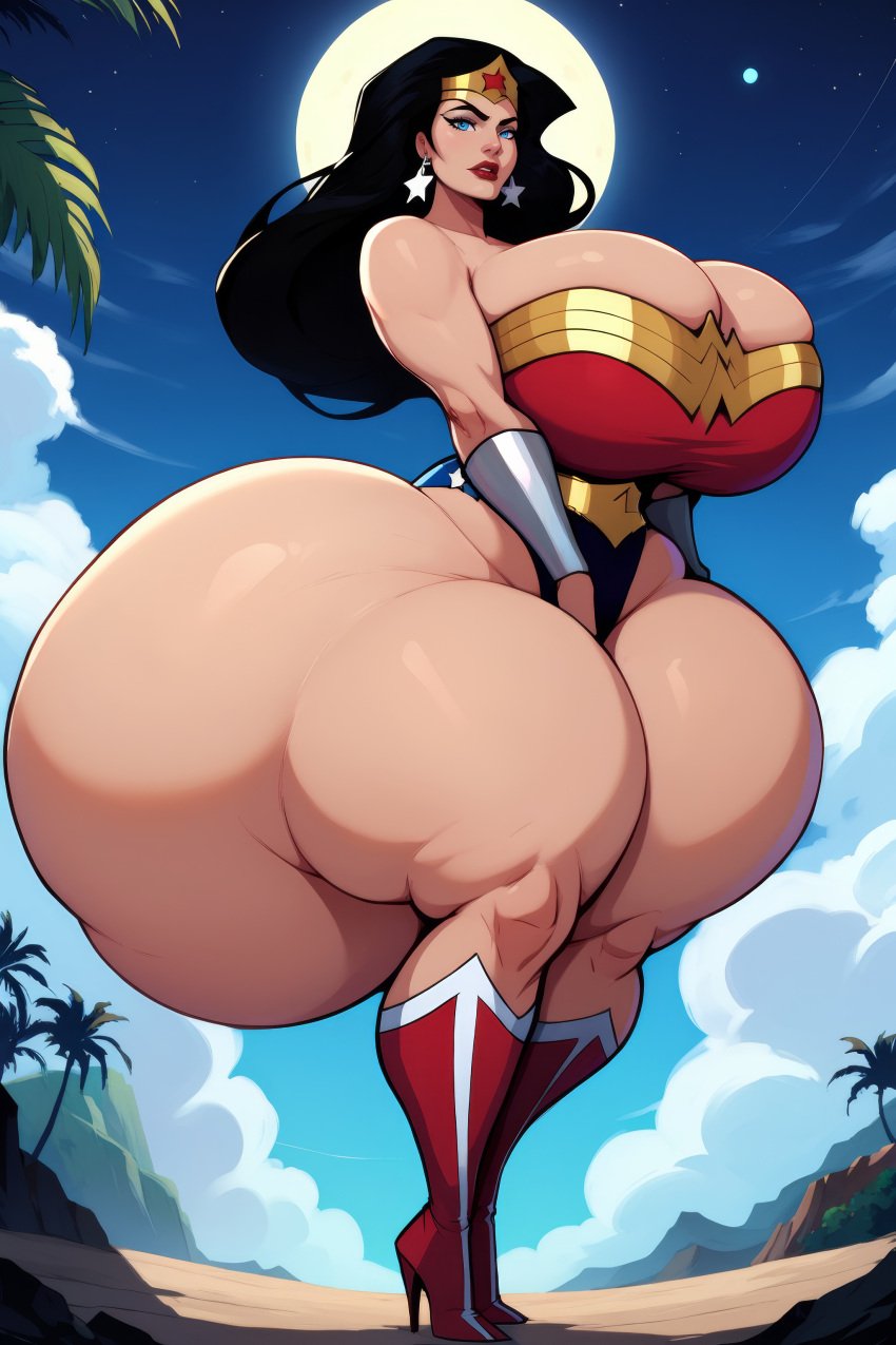 1girls ai_generated amazon amazonian ass ass_focus beach big_ass black_hair bottom_heavy breasts clothing clouds crown dat_ass dc dc_comics diana_prince dumptruck_ass ear_piercing fat_ass female female_only gigantic_ass high_heel_boots high_heels hotcartoonai huge_ass hyper hyper_ass large_ass lipstick long_hair looking_at_viewer massive_ass ocean outdoors princess red_high_heel_boots red_lipstick solo solo_female standing superheroine thick_ass thick_thighs voluptuous voluptuous_female wide_ass wide_hips wonder_woman wonder_woman_(series)